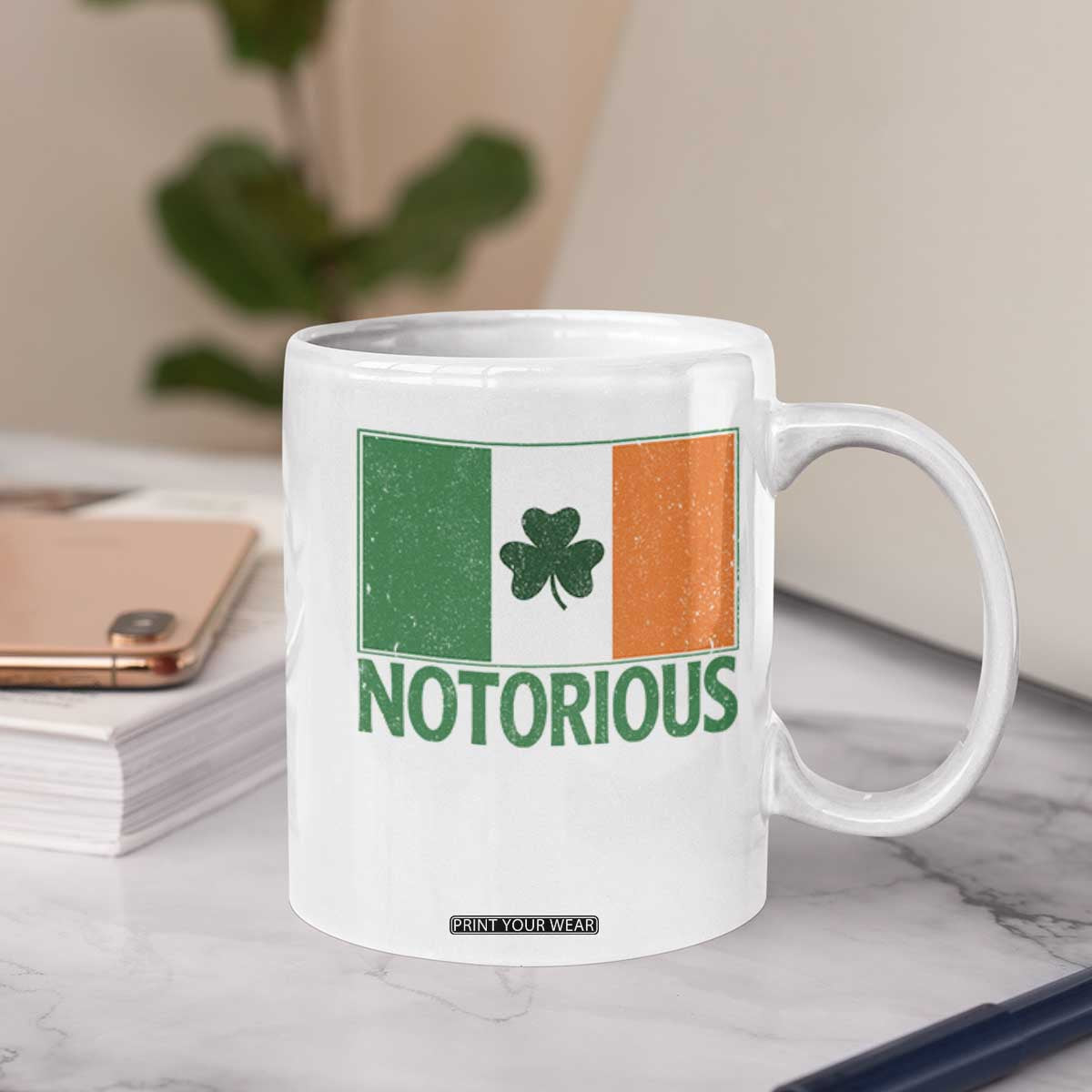 Irish Pride Boxing Fighting Notorious Coffee Mug Vintage Ireland Flag Irish Retro Throwback TS10 Print Your Wear