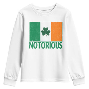Irish Pride Boxing Fighting Notorious Youth Sweatshirt Vintage Ireland Flag Irish Retro Throwback TS10 White Print Your Wear