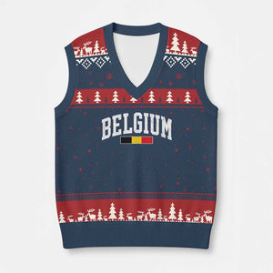 Vintage Belgium Flag Graphic V-Neck Knit Sweater Vest Belgian Pride Patriotic Gift TS10 Navy Red Print Your Wear