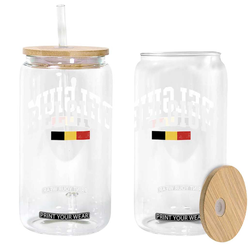 Vintage Belgium Flag Graphic Glass Can Belgian Pride Patriotic Gift TS10 Print Your Wear