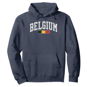 Vintage Belgium Flag Graphic Hoodie Belgian Pride Patriotic Gift TS10 Navy Print Your Wear