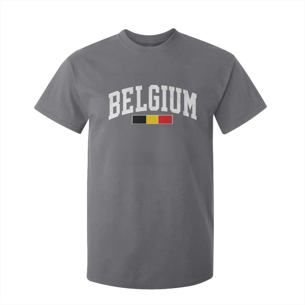 Vintage Belgium Flag Graphic T Shirt For Kid Belgian Pride Patriotic Gift TS10 Charcoal Print Your Wear