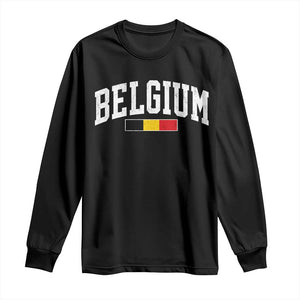 Vintage Belgium Flag Graphic Long Sleeve Shirt Belgian Pride Patriotic Gift TS10 Black Print Your Wear