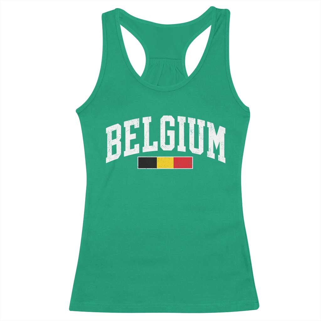 Vintage Belgium Flag Graphic Racerback Tank Top Belgian Pride Patriotic Gift TS10 Irish Green Print Your Wear
