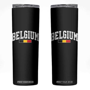 Vintage Belgium Flag Graphic Skinny Tumbler Belgian Pride Patriotic Gift TS10 Black Print Your Wear