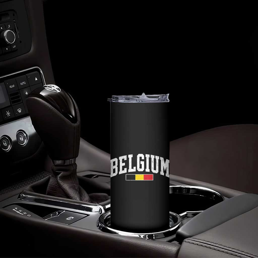 Vintage Belgium Flag Graphic Skinny Tumbler Belgian Pride Patriotic Gift TS10 Print Your Wear