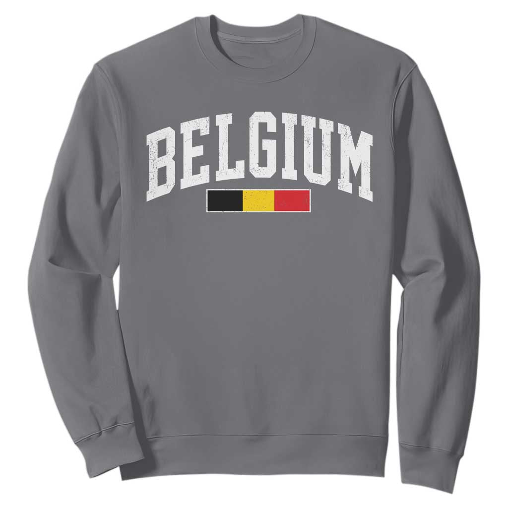 Vintage Belgium Flag Graphic Sweatshirt Belgian Pride Patriotic Gift TS10 Charcoal Print Your Wear