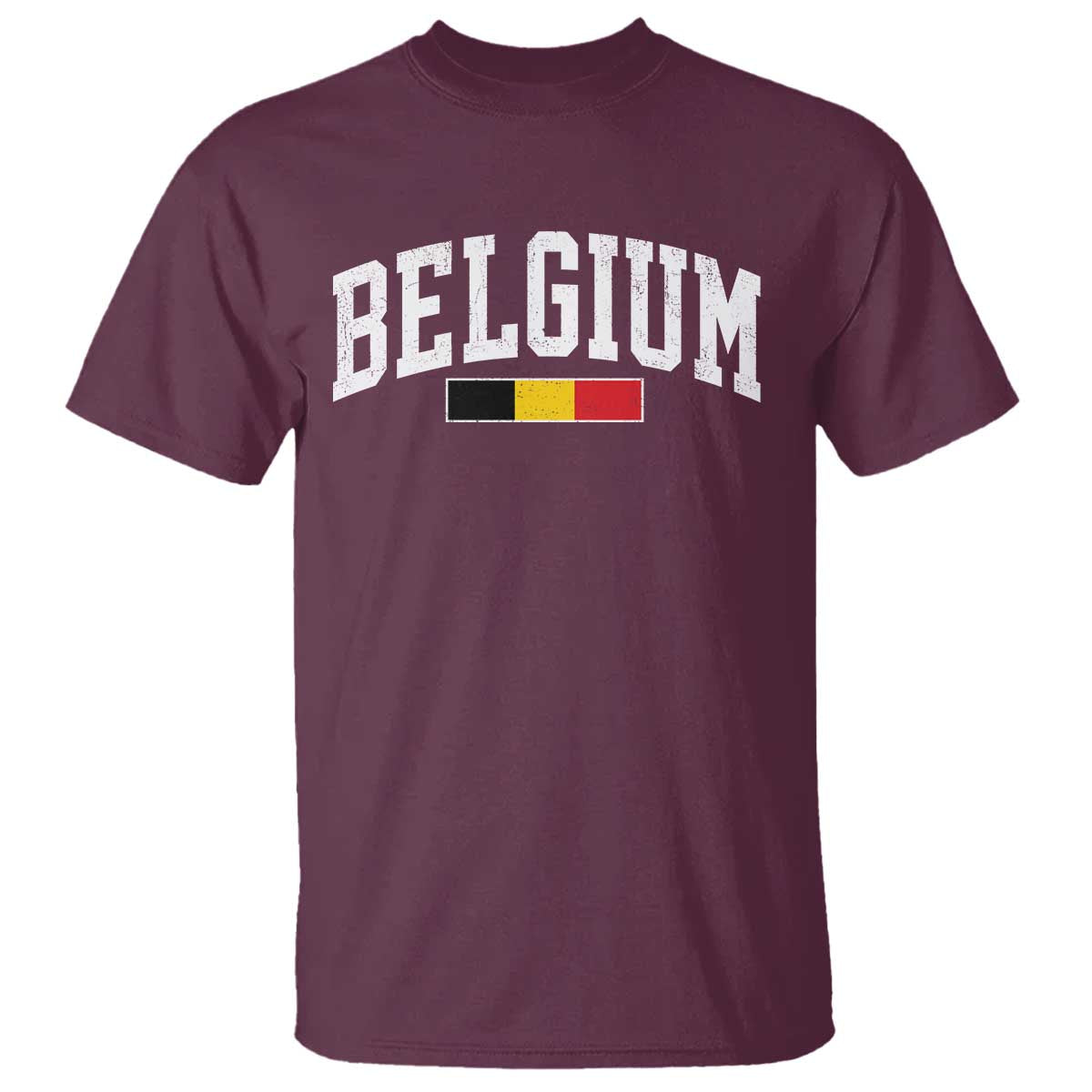 Vintage Belgium Flag Graphic T Shirt Belgian Pride Patriotic Gift TS10 Maroon Print Your Wear