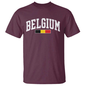 Vintage Belgium Flag Graphic T Shirt Belgian Pride Patriotic Gift TS10 Maroon Print Your Wear