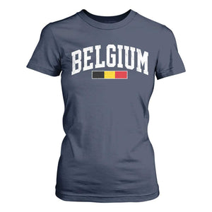 Vintage Belgium Flag Graphic T Shirt For Women Belgian Pride Patriotic Gift TS10 Navy Print Your Wear