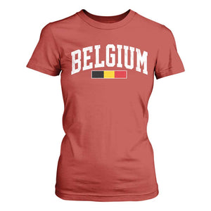 Vintage Belgium Flag Graphic T Shirt For Women Belgian Pride Patriotic Gift TS10 Red Print Your Wear