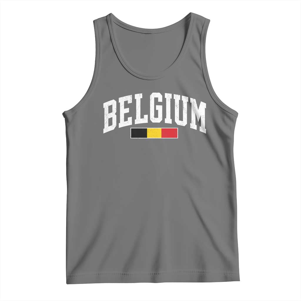 Vintage Belgium Flag Graphic Tank Top Belgian Pride Patriotic Gift TS10 Black Heather Print Your Wear
