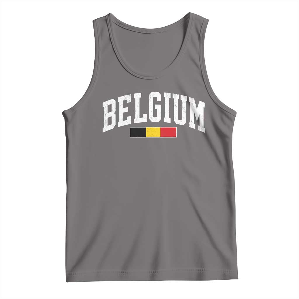 Vintage Belgium Flag Graphic Tank Top Belgian Pride Patriotic Gift TS10 Deep Heather Print Your Wear