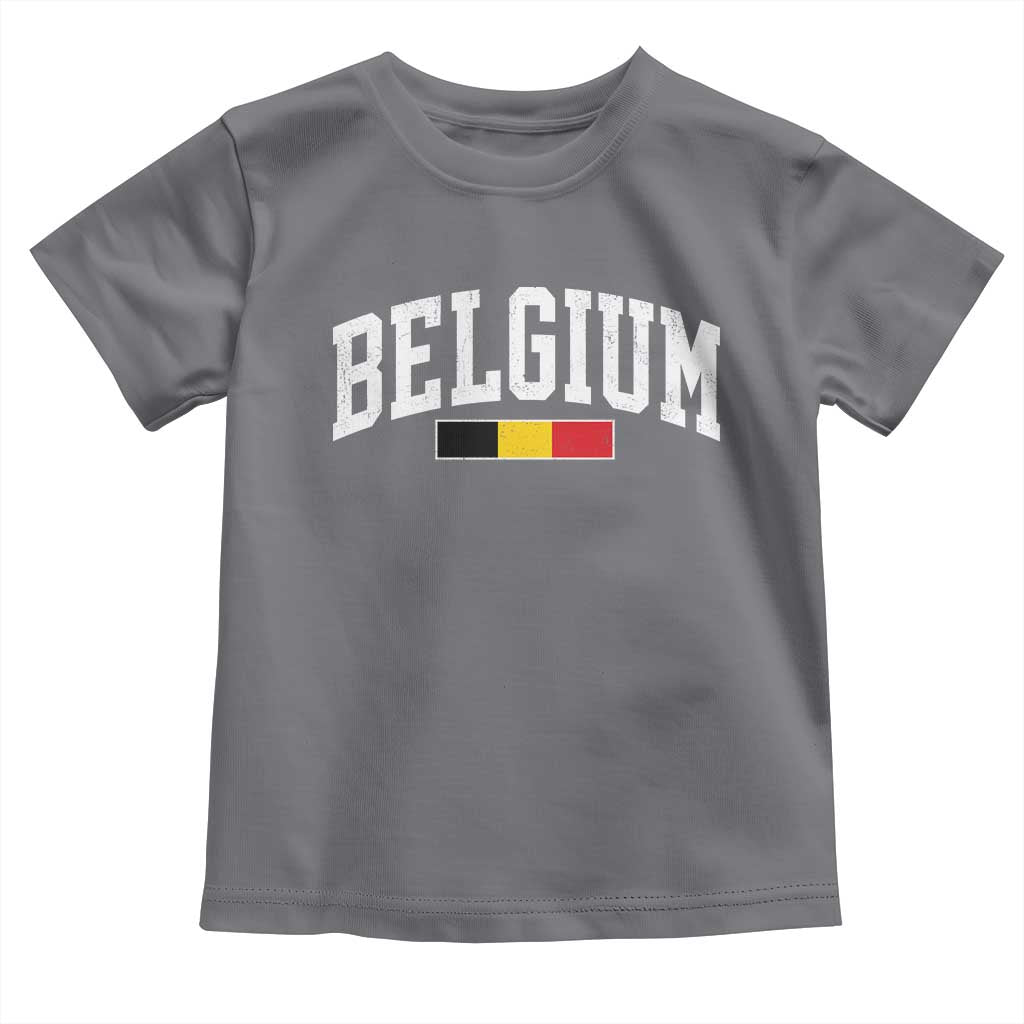 Vintage Belgium Flag Graphic Toddler T Shirt Belgian Pride Patriotic Gift TS10 Charcoal Print Your Wear