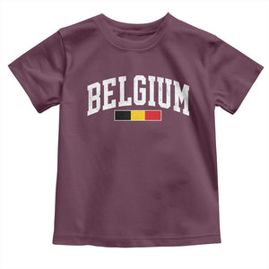 Vintage Belgium Flag Graphic Toddler T Shirt Belgian Pride Patriotic Gift TS10 Maroon Print Your Wear