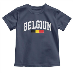 Vintage Belgium Flag Graphic Toddler T Shirt Belgian Pride Patriotic Gift TS10 Navy Print Your Wear