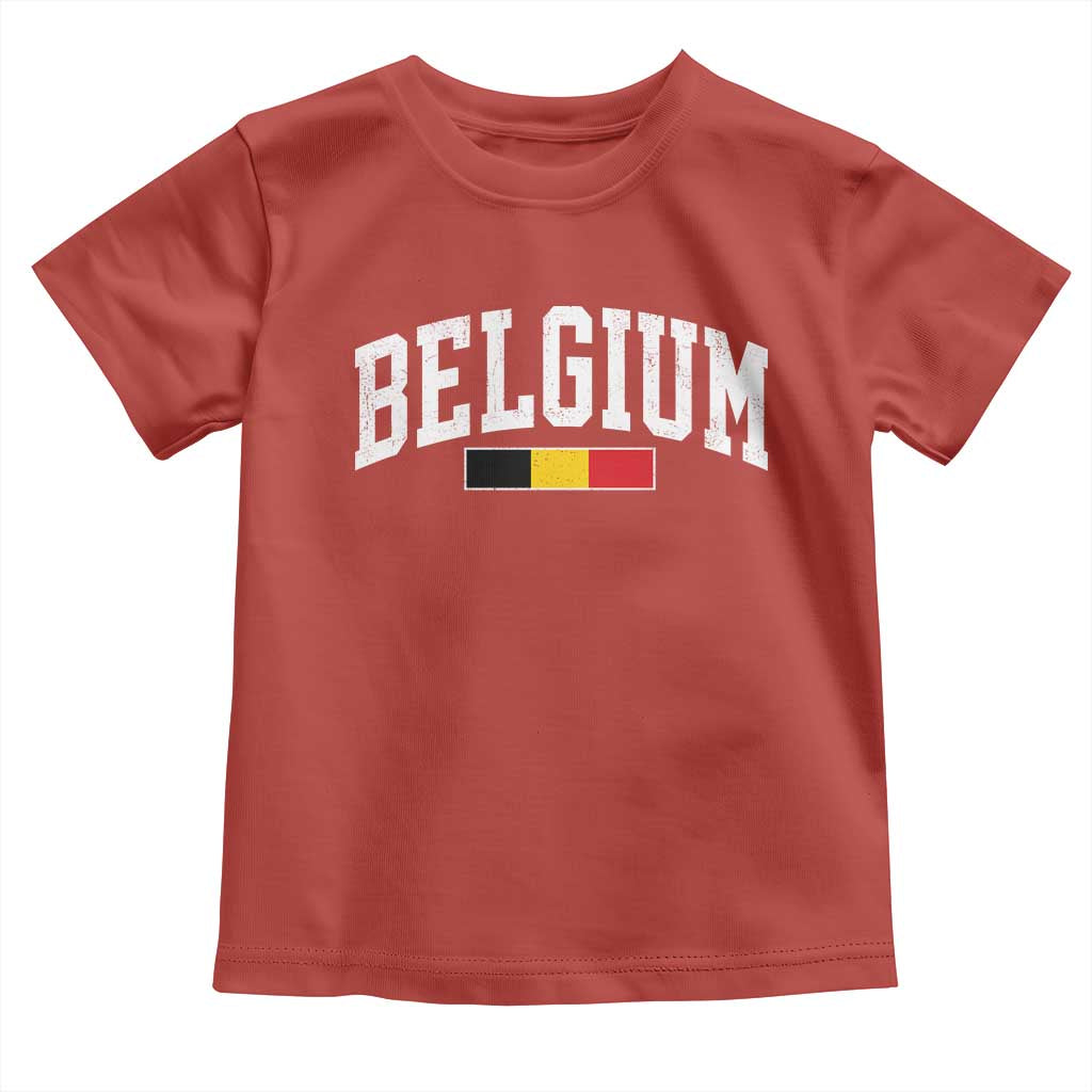 Vintage Belgium Flag Graphic Toddler T Shirt Belgian Pride Patriotic Gift TS10 Red Print Your Wear