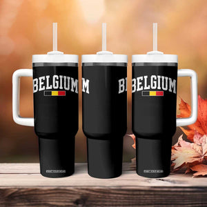 Vintage Belgium Flag Graphic Tumbler With Handle Belgian Pride Patriotic Gift TS10 Print Your Wear