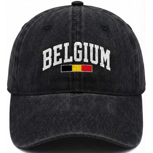 Vintage Belgium Flag Graphic Washed Cotton Baseball Cap Belgian Pride Patriotic Gift TS10 Print Your Wear