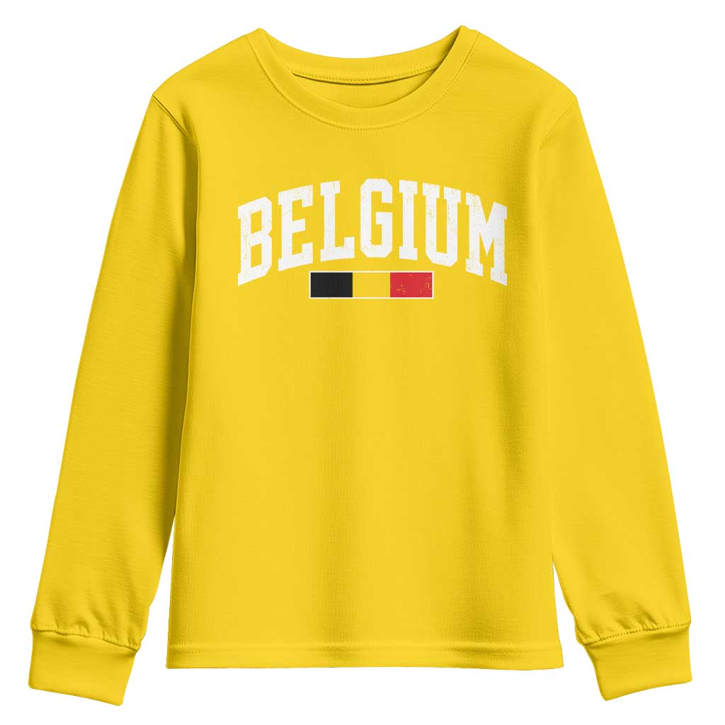 Vintage Belgium Flag Graphic Youth Sweatshirt Belgian Pride Patriotic Gift TS10 Daisy Print Your Wear
