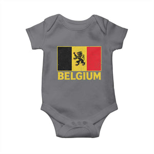 Vintage Belgium Soccer Flag with Lion Graphic Baby Onesie Belgian Football Pride Gift for Fans TS10 Charcoal Print Your Wear