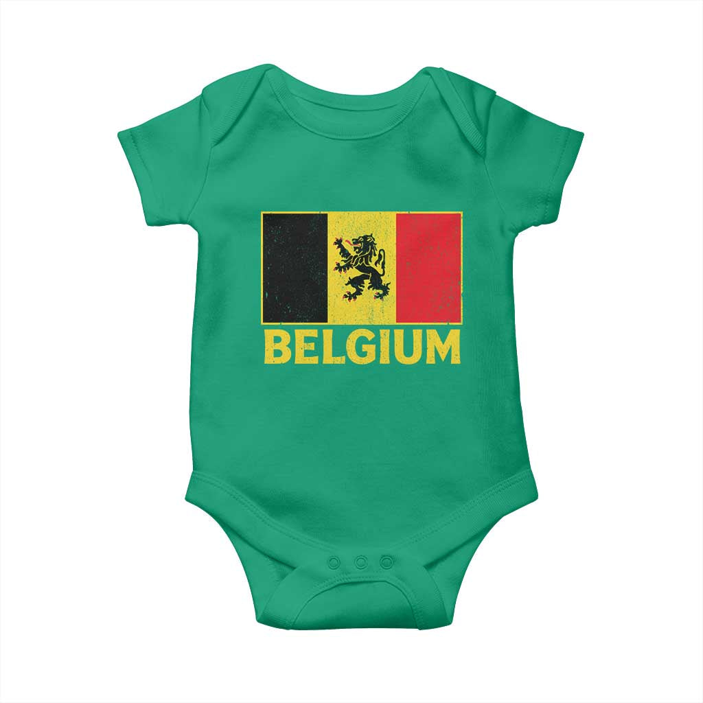 Vintage Belgium Soccer Flag with Lion Graphic Baby Onesie Belgian Football Pride Gift for Fans TS10 Irish Green Print Your Wear