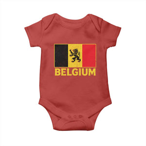 Vintage Belgium Soccer Flag with Lion Graphic Baby Onesie Belgian Football Pride Gift for Fans TS10 Red Print Your Wear