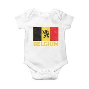 Vintage Belgium Soccer Flag with Lion Graphic Baby Onesie Belgian Football Pride Gift for Fans TS10 White Print Your Wear