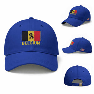 Vintage Belgium Soccer Flag with Lion Graphic Baseball Cap Belgian Football Pride Gift for Fans TS10 Baseball Cap Universal Fit Royal Blue Print Your Wear