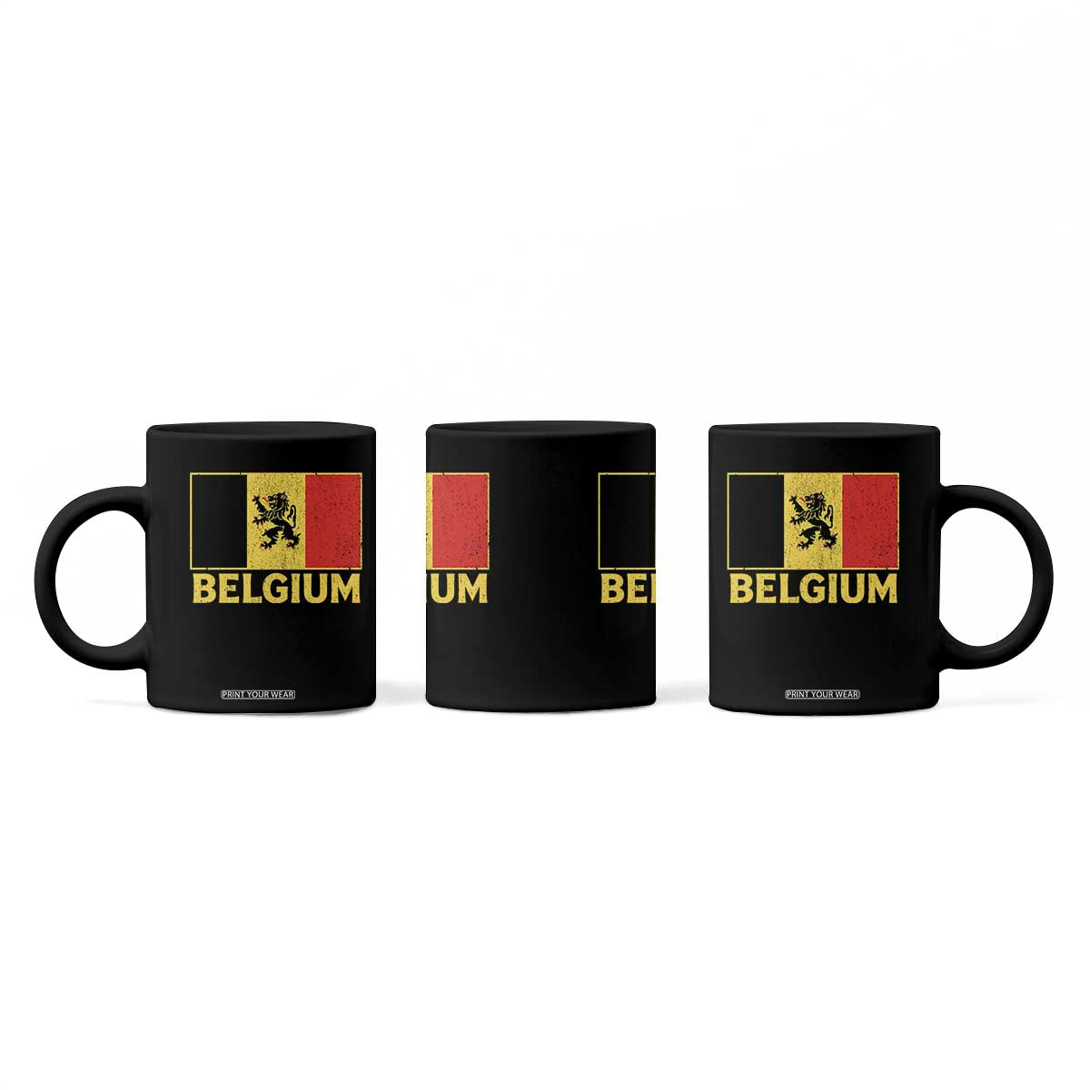 Vintage Belgium Soccer Flag with Lion Graphic Coffee Mug Belgian Football Pride Gift for Fans TS10 Print Your Wear