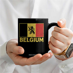 Vintage Belgium Soccer Flag with Lion Graphic Coffee Mug Belgian Football Pride Gift for Fans TS10 Print Your Wear