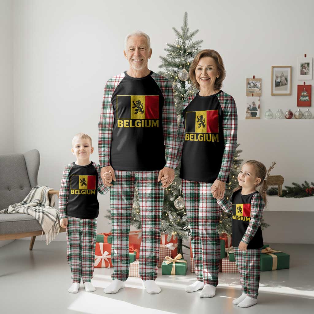 Vintage Belgium Soccer Flag with Lion Graphic Plaid Pajama Set Belgian Football Pride Gift for Fans TS10 Print Your Wear