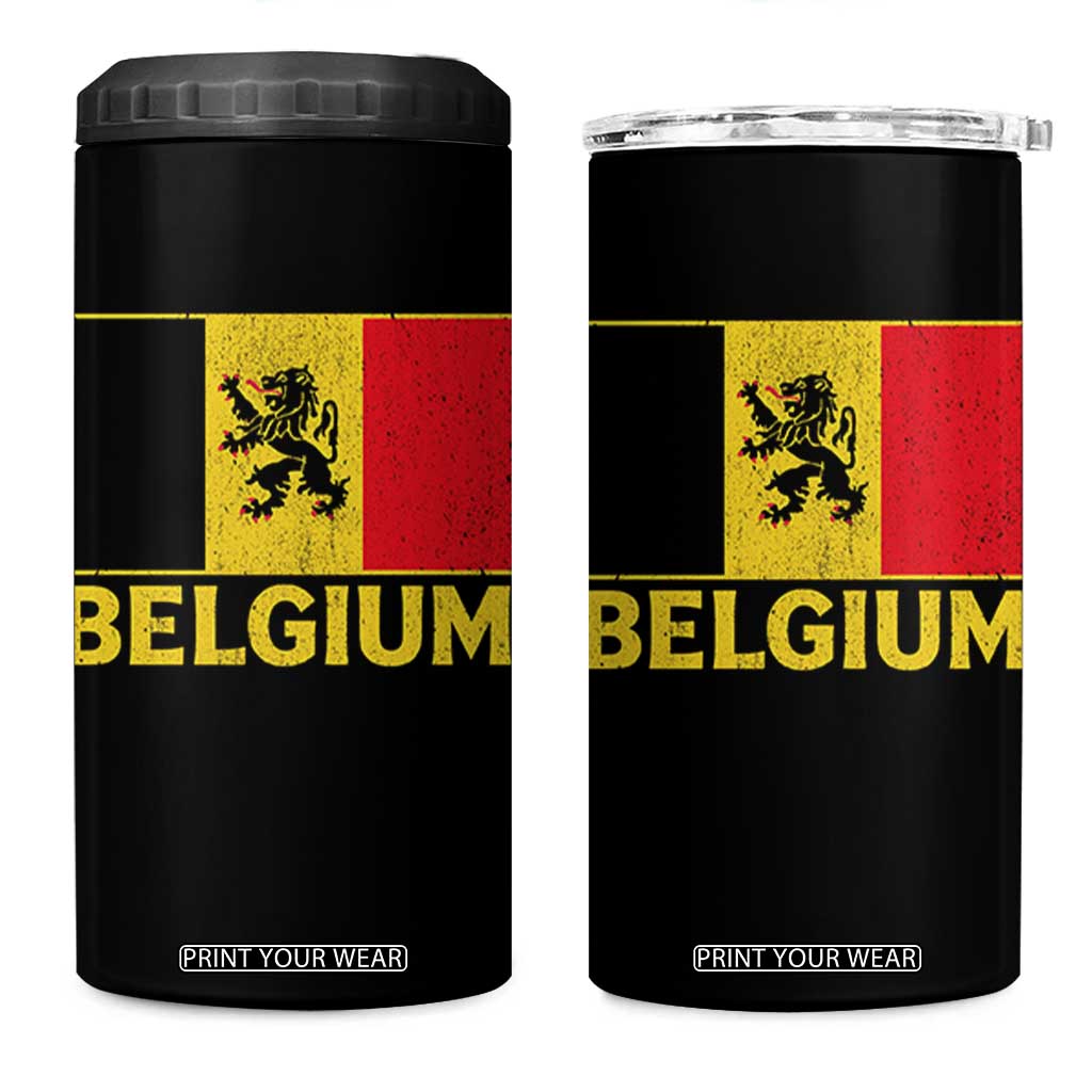 Vintage Belgium Soccer Flag with Lion Graphic 4 in 1 Can Cooler Tumbler Belgian Football Pride Gift for Fans TS10 One Size: 16 oz Black Print Your Wear