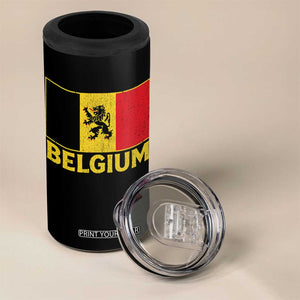 Vintage Belgium Soccer Flag with Lion Graphic 4 in 1 Can Cooler Tumbler Belgian Football Pride Gift for Fans TS10 Print Your Wear