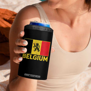 Vintage Belgium Soccer Flag with Lion Graphic 4 in 1 Can Cooler Tumbler Belgian Football Pride Gift for Fans TS10 Print Your Wear