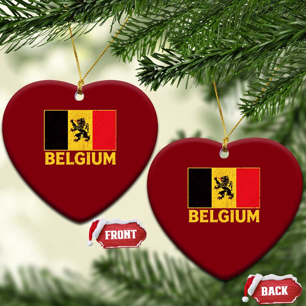 Vintage Belgium Soccer Flag with Lion Graphic Ceramic Ornament Belgian Football Pride Gift for Fans TS10 Print Your Wear