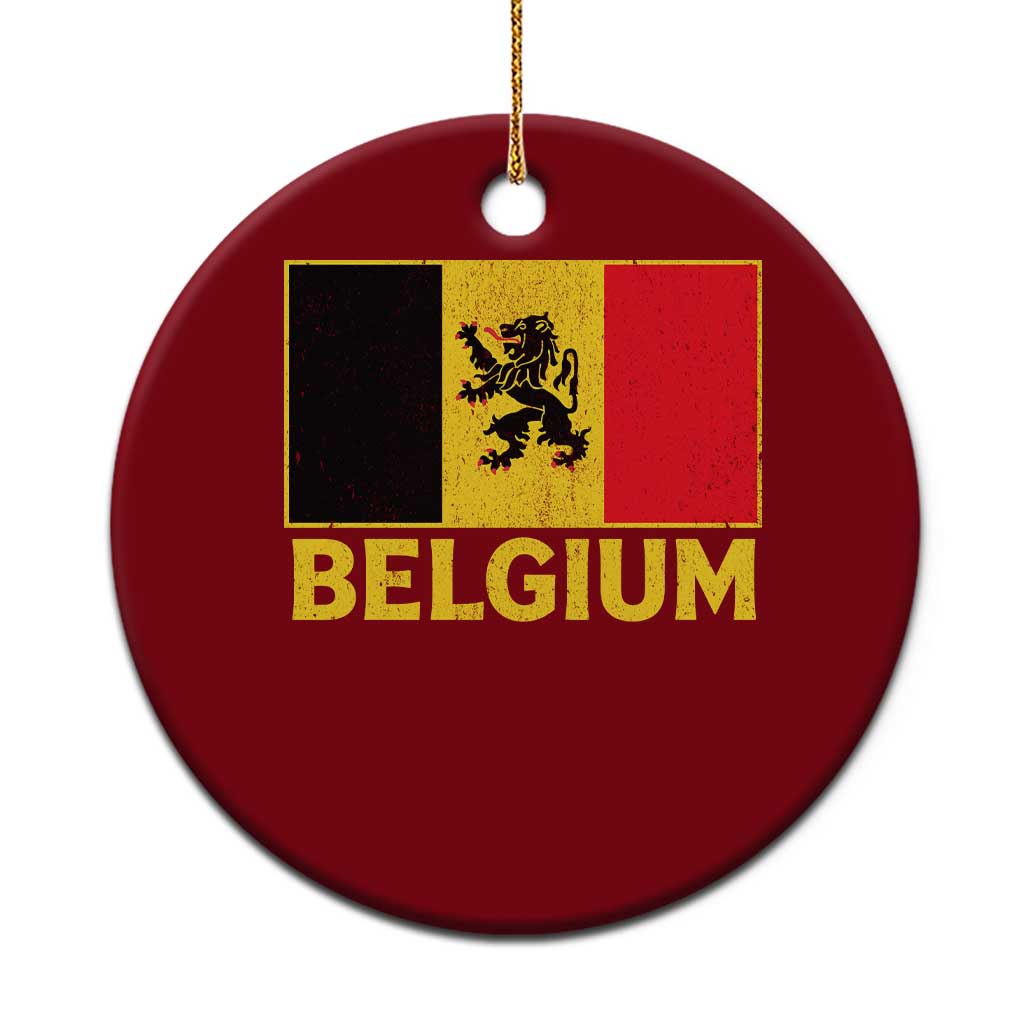 Vintage Belgium Soccer Flag with Lion Graphic Ceramic Ornament Belgian Football Pride Gift for Fans TS10 1pc Red Print Your Wear