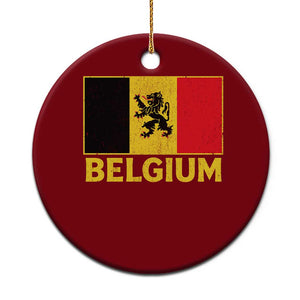 Vintage Belgium Soccer Flag with Lion Graphic Ceramic Ornament Belgian Football Pride Gift for Fans TS10 1pc Red Print Your Wear