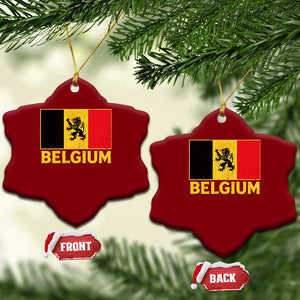 Vintage Belgium Soccer Flag with Lion Graphic Ceramic Ornament Belgian Football Pride Gift for Fans TS10 Print Your Wear