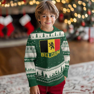 Vintage Belgium Soccer Flag with Lion Graphic Ugly Christmas Sweater Belgian Football Pride Gift for Fans TS10 Print Your Wear