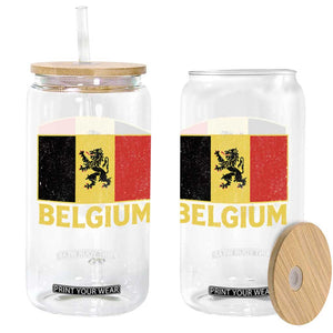 Vintage Belgium Soccer Flag with Lion Graphic Glass Can Belgian Football Pride Gift for Fans TS10 Print Your Wear