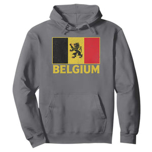 Vintage Belgium Soccer Flag with Lion Graphic Hoodie Belgian Football Pride Gift for Fans TS10 Charcoal Print Your Wear