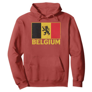Vintage Belgium Soccer Flag with Lion Graphic Hoodie Belgian Football Pride Gift for Fans TS10 Red Print Your Wear