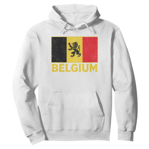 Vintage Belgium Soccer Flag with Lion Graphic Hoodie Belgian Football Pride Gift for Fans TS10 White Print Your Wear