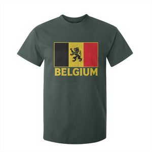 Vintage Belgium Soccer Flag with Lion Graphic T Shirt For Kid Belgian Football Pride Gift for Fans TS10 Print Your Wear