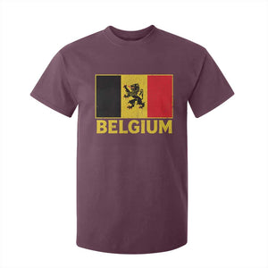 Vintage Belgium Soccer Flag with Lion Graphic T Shirt For Kid Belgian Football Pride Gift for Fans TS10 Print Your Wear