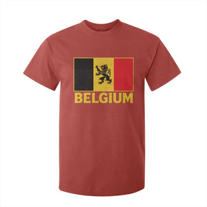Vintage Belgium Soccer Flag with Lion Graphic T Shirt For Kid Belgian Football Pride Gift for Fans TS10 Red Print Your Wear