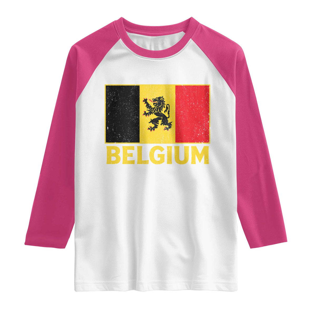 Vintage Belgium Soccer Flag with Lion Graphic Raglan Shirt Belgian Football Pride Gift for Fans TS10 White Heliconia Print Your Wear