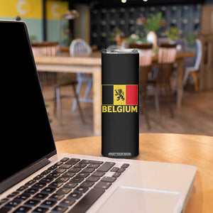 Vintage Belgium Soccer Flag with Lion Graphic Skinny Tumbler Belgian Football Pride Gift for Fans TS10 Print Your Wear