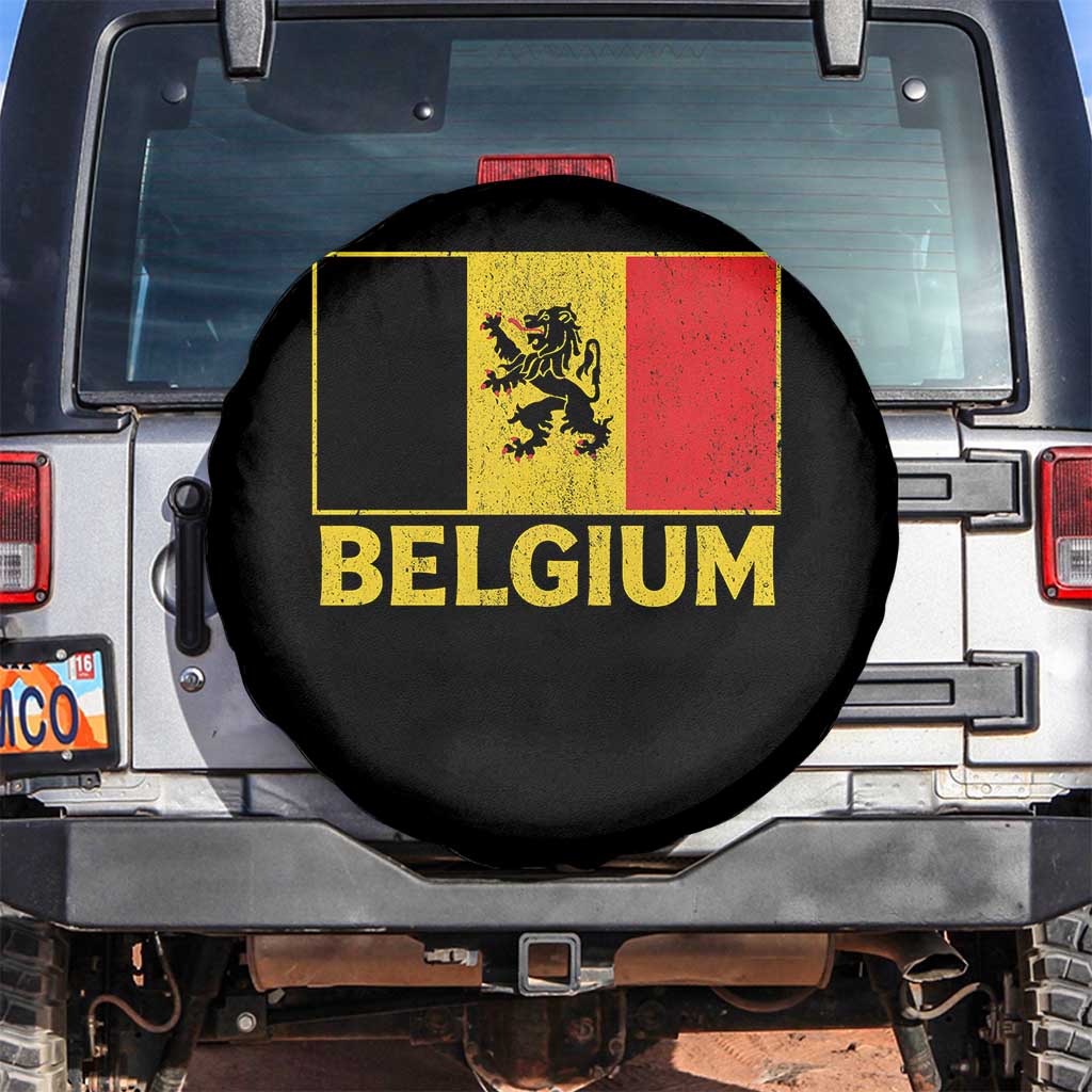 Vintage Belgium Soccer Flag with Lion Graphic Spare Tire Cover Belgian Football Pride Gift for Fans TS10 No hole Black Print Your Wear